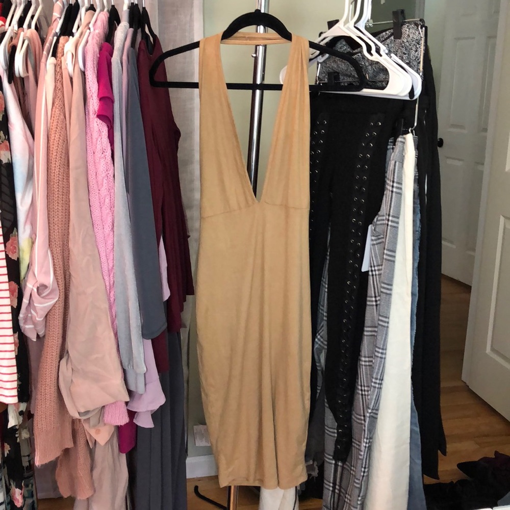 Backless suede dress